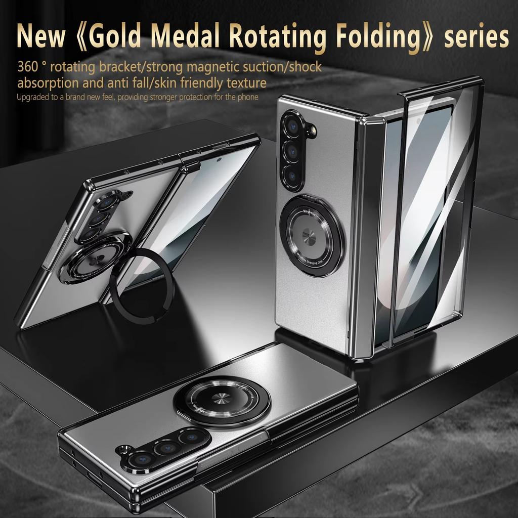 Magnetischer Ringhalter Scharnierschutz Magsafe Handyhülle Für Samsung Galaxy Z Fold 4 5 6 Äußeres Bildschirmglas Stoßfeste Hülle