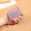 Leather hand zipper small wallet women's first layer cowhide mini bag key storage coin bag cute change bag