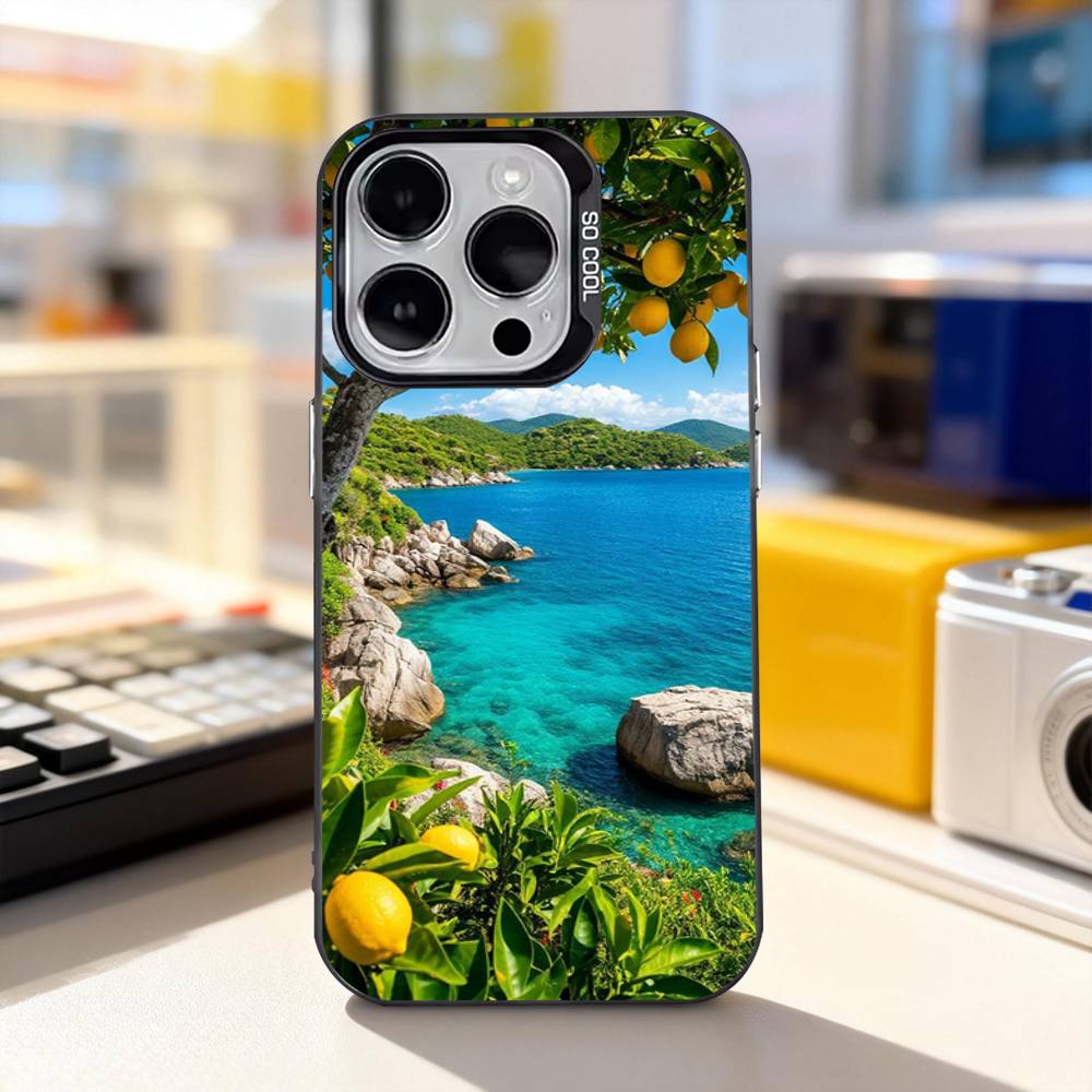 

Чехол для телефона с лимонами побережья Амальфи, море, океан, для iPhone 11,12,13,14,15,16,17, Pro, Max, Plus, E, Air, Mini, IMD, матовый черный iPhone15pro