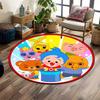 Colorful Cartoon Animals and Clown Scene Print Round Rug, Living Room, Bedroom, Playroom Carpet, Non Slip Floor Mat, Gift