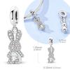 925 Silver Bead Charm Fully Paved Zircon Rabbit Pendant Fit Bracelet Necklace For Women DIY Gift