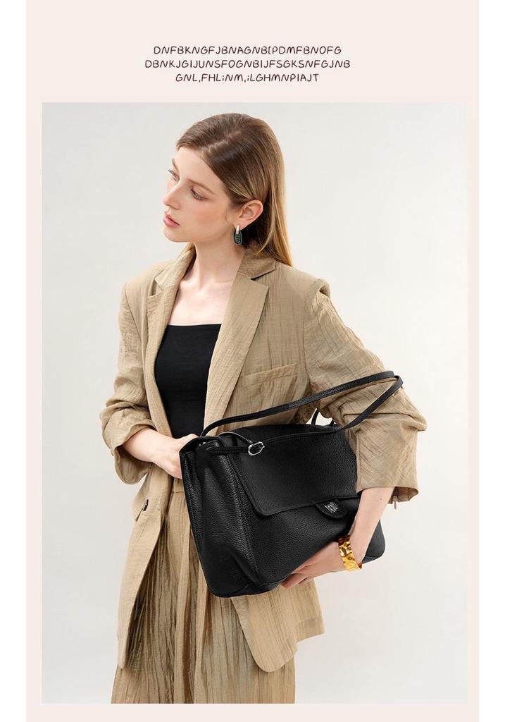 Borsa a tracolla da donna in pelle di mucca di alta gamma, di nicchia, casual, sotto il braccio - Grande capacità, a spalla singola