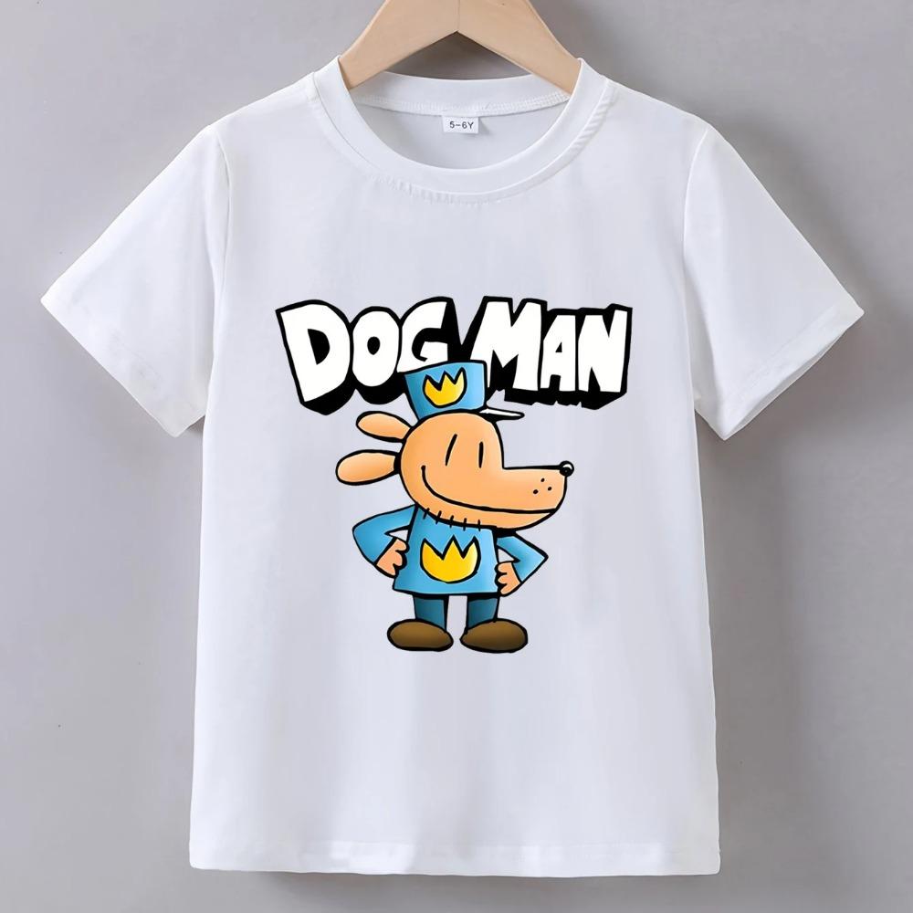 Dog Man Anime T-Shirt für Kinder Jungen Cartoon Sommer Kurzarm T-Shirt Dogman Oberteile Y2k Kleinkind Mädchen T-Shirts Camiseta Kinderkleidung