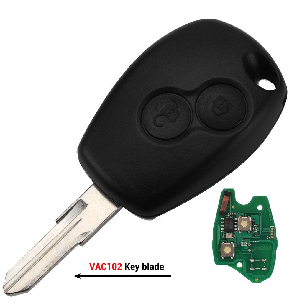 Jingyuqin Chiave Telecomando 2 Pulsanti Per Renault Duster Modus Clio 3 Twingo DACIA Logan Sandero Kangoo 433MHz Chip PCF7947/7946/4A