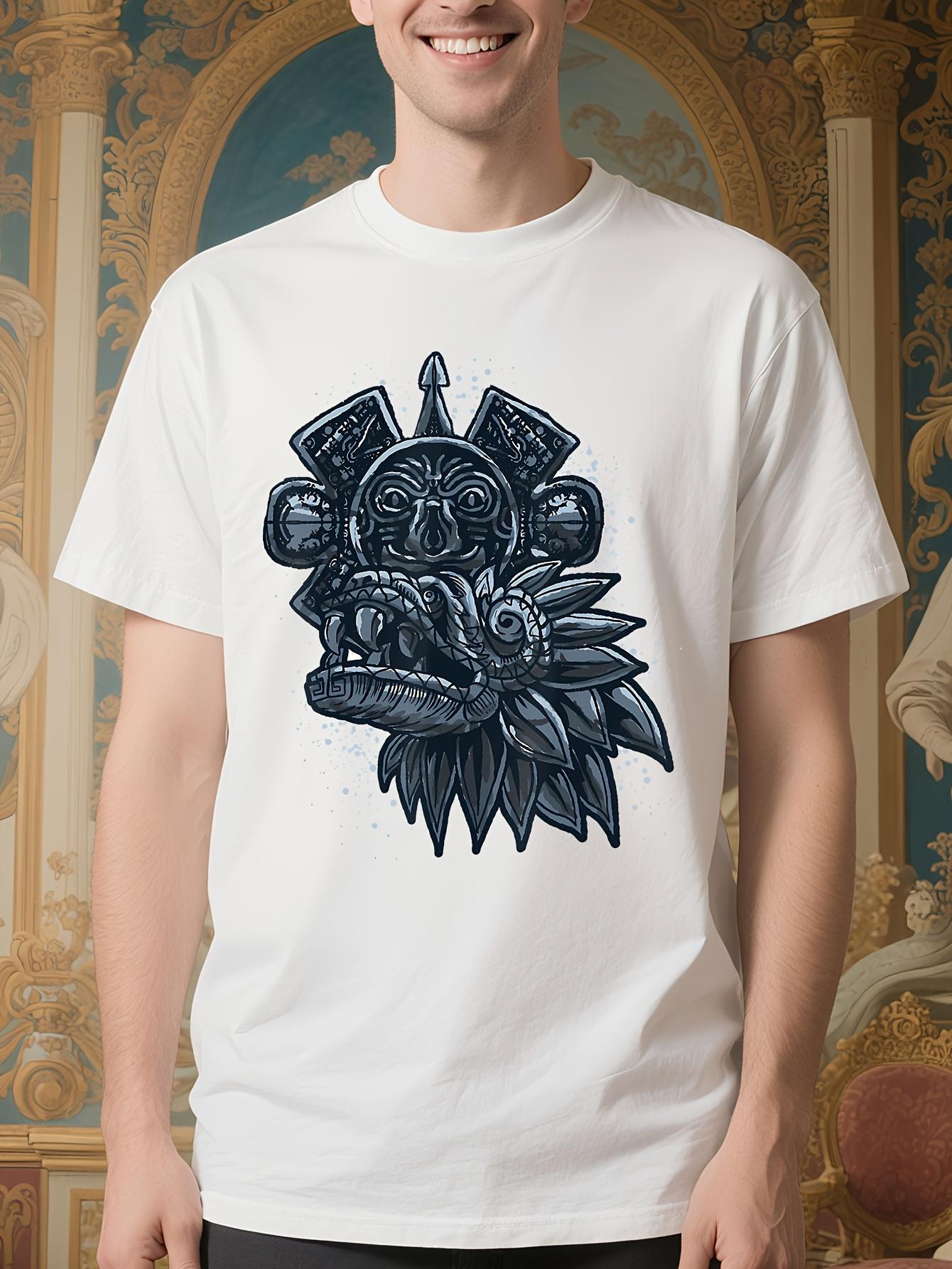 Aztec God Quetzalcoatl Tshirt - White Tee with Dark Blue ... XXL