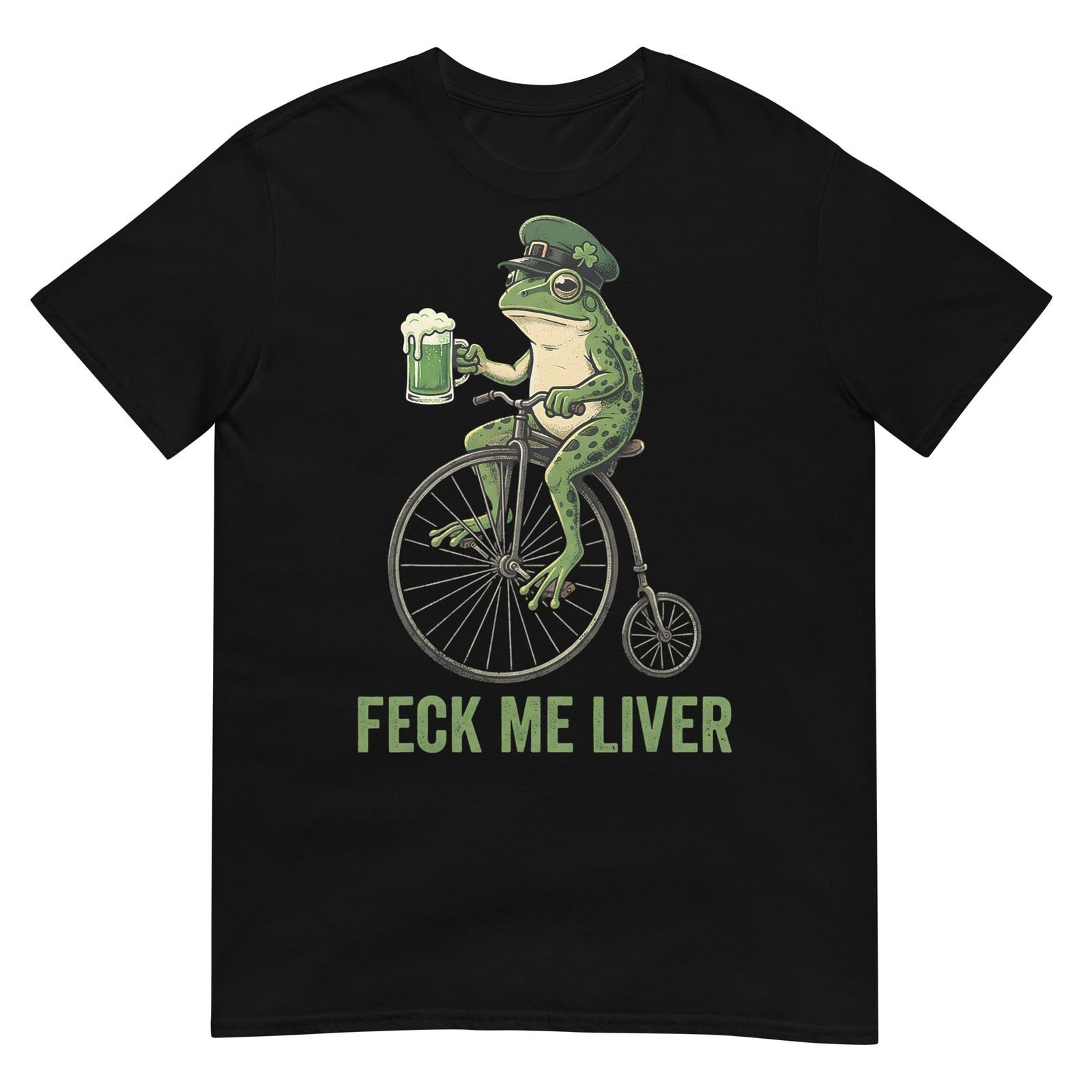 Feck Me Liver Funny Frog Drinking Beer St Patricks Day T-Shirt M