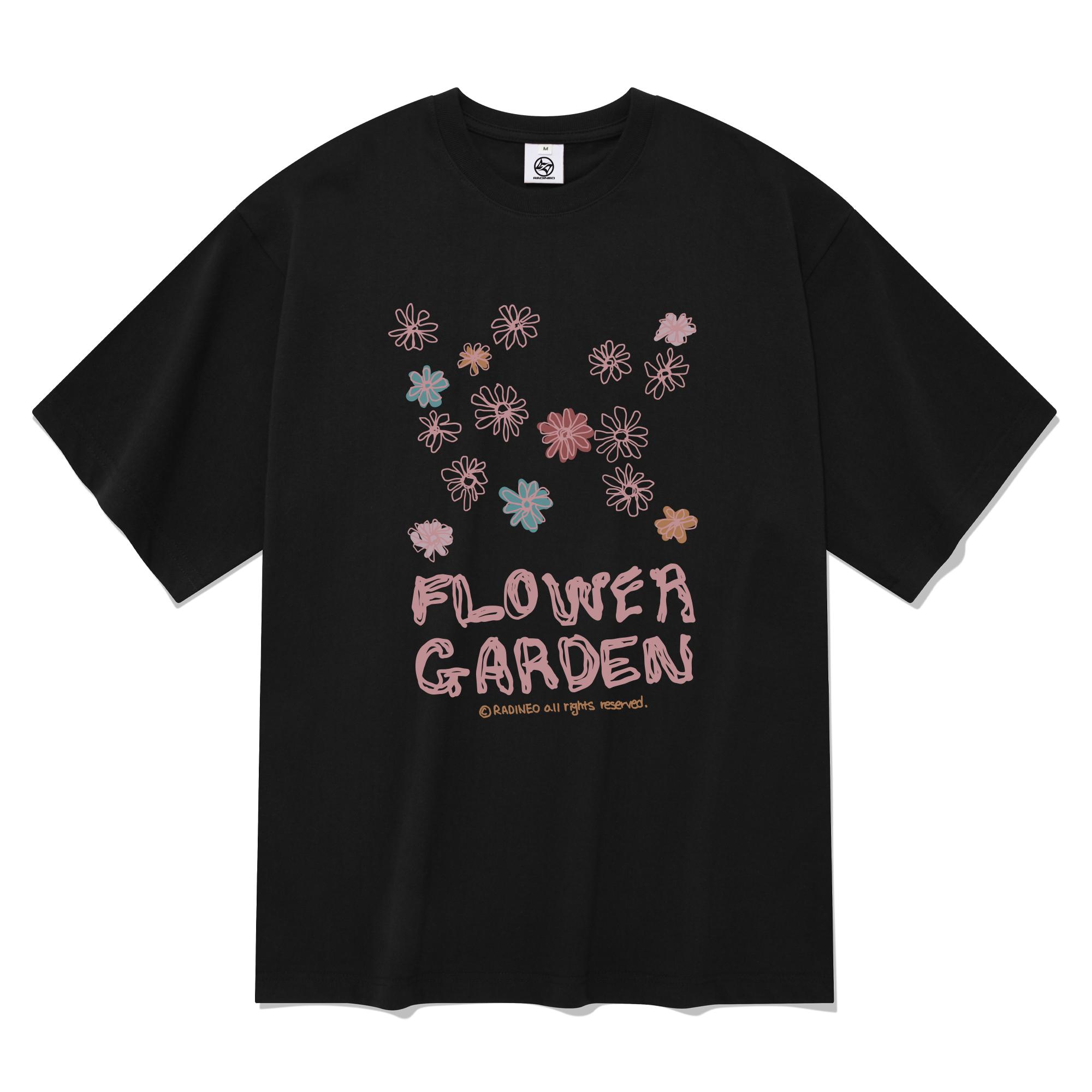 Radineo Flower Garden Short Sleeve T-Shirt Black Black (Black)/S