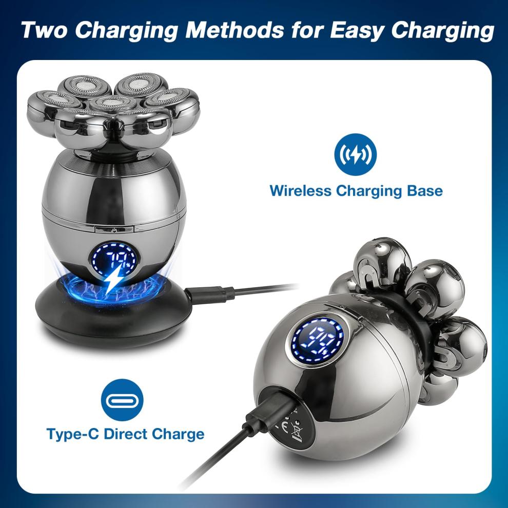 Head Shavers For Bald Men-5-in-1 Electric Head Shaver For Bald Men, Rotary Design Head Shavers, Electric Men's Grooming