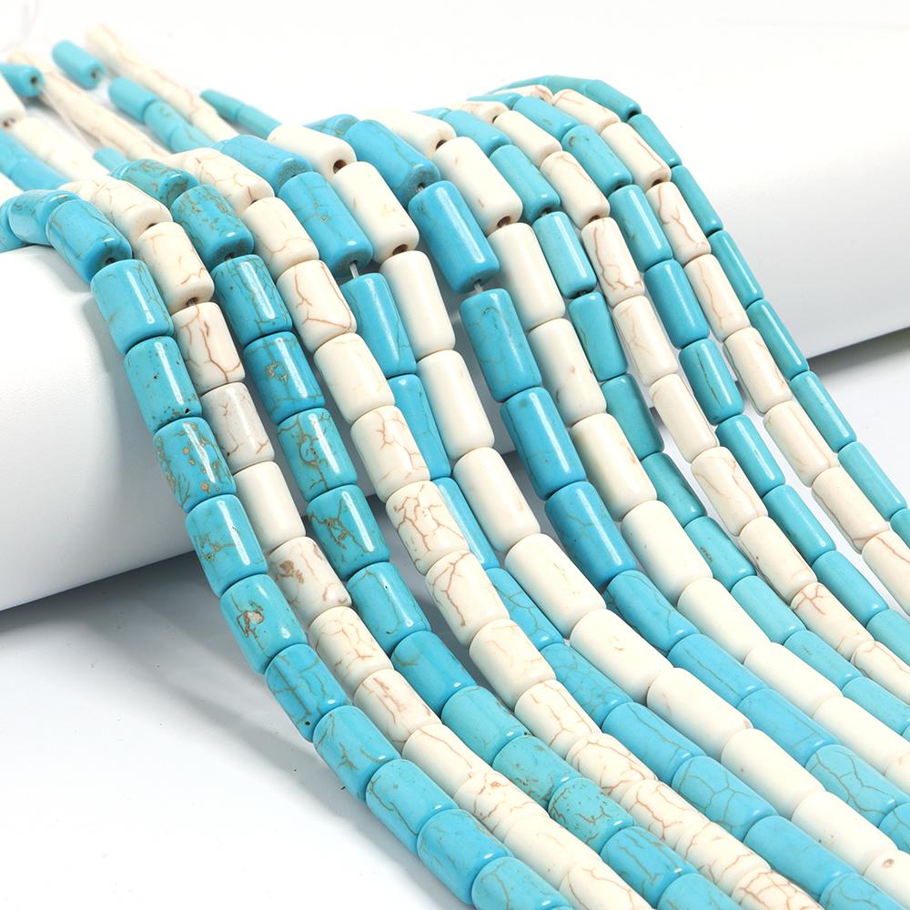 1 Strand Cylindrical Turquoise Beads Natural Stone Beads Tube Shaped Loose Spacer Beads For Jewelry Making DIY Accessories