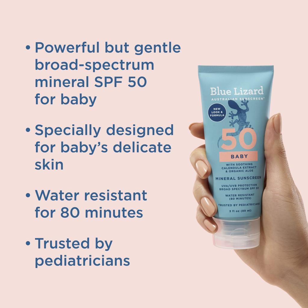 Blue Lizard Australian Sunscreen Mineral Sunscreen for Babies, SPF 50, 89 Ml (3 Fl Oz)