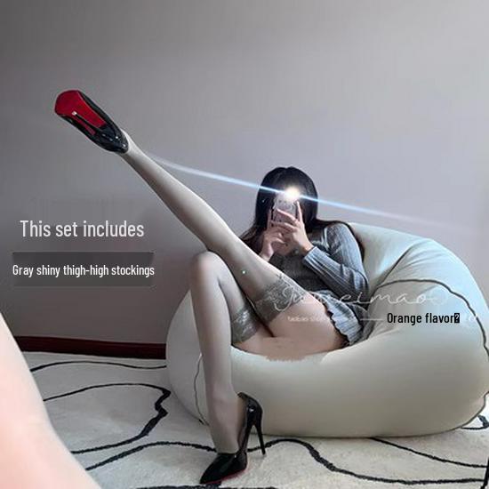 Elegant White Silk 3D Lace Camisole with Black Silk Non-Slip Thigh-High Stockings - Women's Sexy Sheer Over-the-Knee Core-Spun Silk Stockings