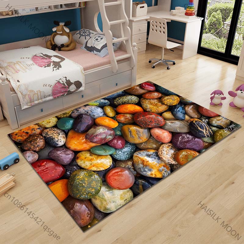 

Multiple sizes Colorful polished stones Carpet for Living Room Bedroom Sofa Home Decor Rus Non-slip Floor Mat Luxury Gift 40cm x 60cm