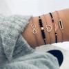6-Piece Women's Quartz Watch Set: Diamond-Set Dial, Leather Strap, Beaded Bracelets