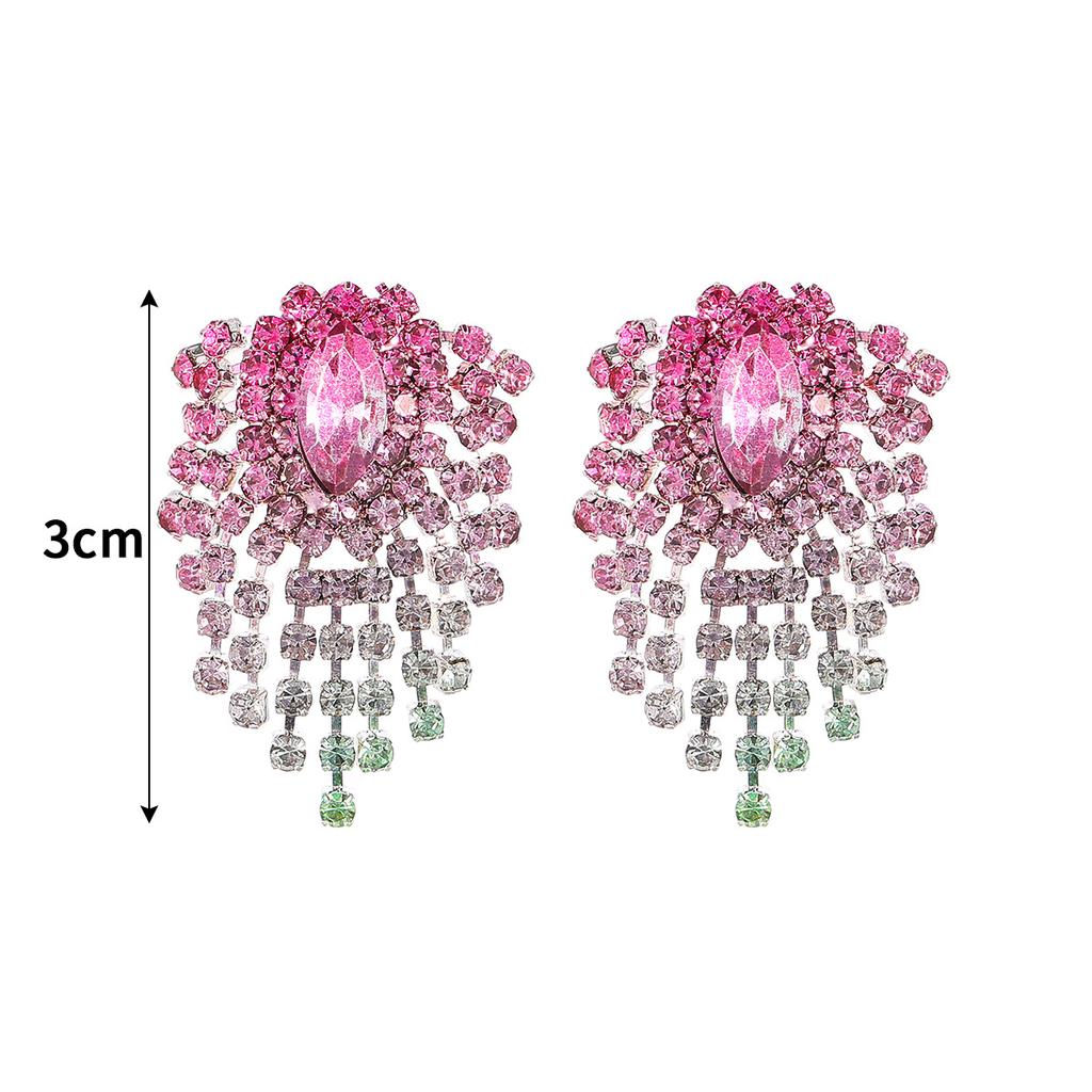 Modne super błyszczące gradientowe kolczyki z pełnymi diamentowymi frędzlami Premium Feeling Temperament Studs kolczyki damskie 1 para