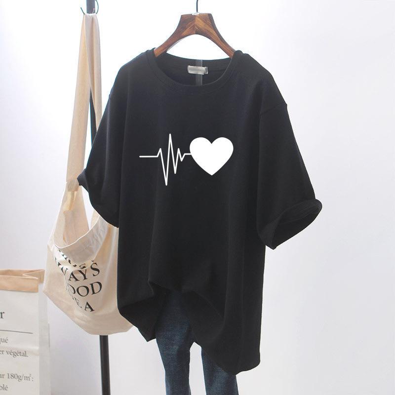 Plus size Fat Girl T-shirt femei slăbire High Sense tee burtă acoperire supradimensionat O-neck mânecă scurtă top