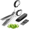 2025 Upgraded Herb Scissors, Easy Herb Scissors Cutter Tool with Sharp Stainless Steel Blades for Fresh Herbs, Essential Kitchen & Cooking Gadget, Bla