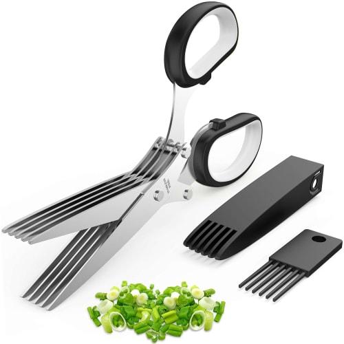 2025 Upgraded Herb Scissors, Easy Herb Scissors Cutter Tool with Sharp Stainless Steel Blades for Fresh Herbs, Essential Kitchen & Cooking Gadget, Bla