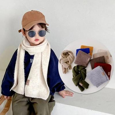 Autumn Winter Wool Baby Scarf for Kids Boy Girl Korean Fashion Solid Color Scraf Cashmere Scarf for Children