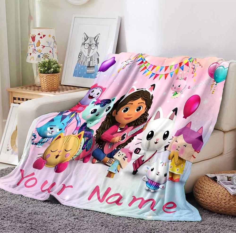 Custom Name Fairy Cat Dreams Flannel Blanket Throw Blanket Soft Warm Sofa Bed Home Decor Unique Gift