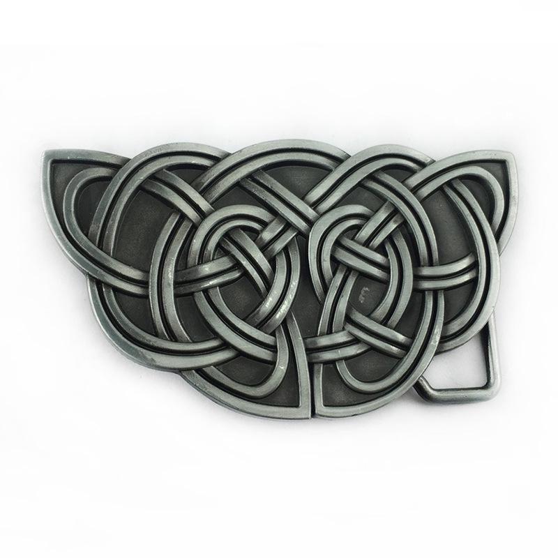 Celtic Knot Black Leather Belt Buckle - Retro Fashion Accessory