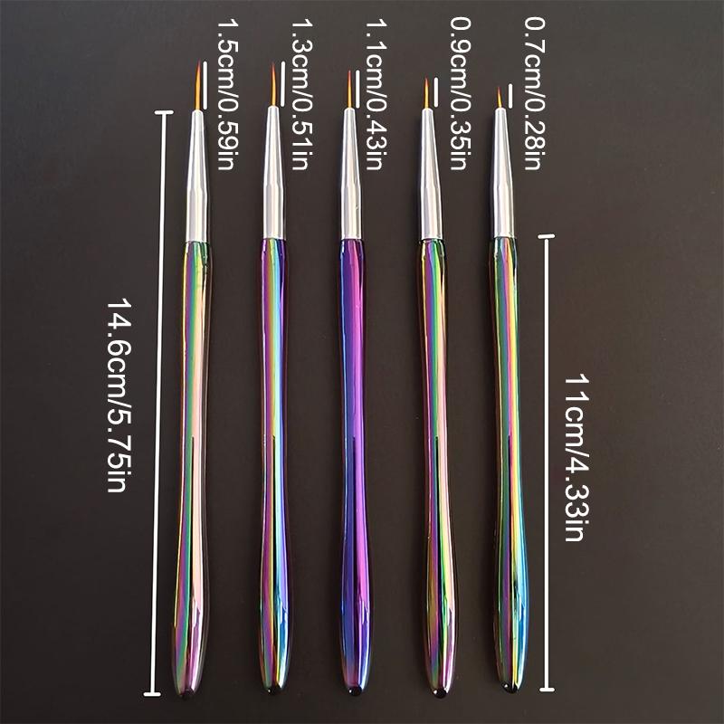 5Pcs/Set Acrylic French Stripe Nail Art Line Painting Pen 3D Tips Manicure Slim Line Drawing Pen Uv Gel Brushes Painting Tools