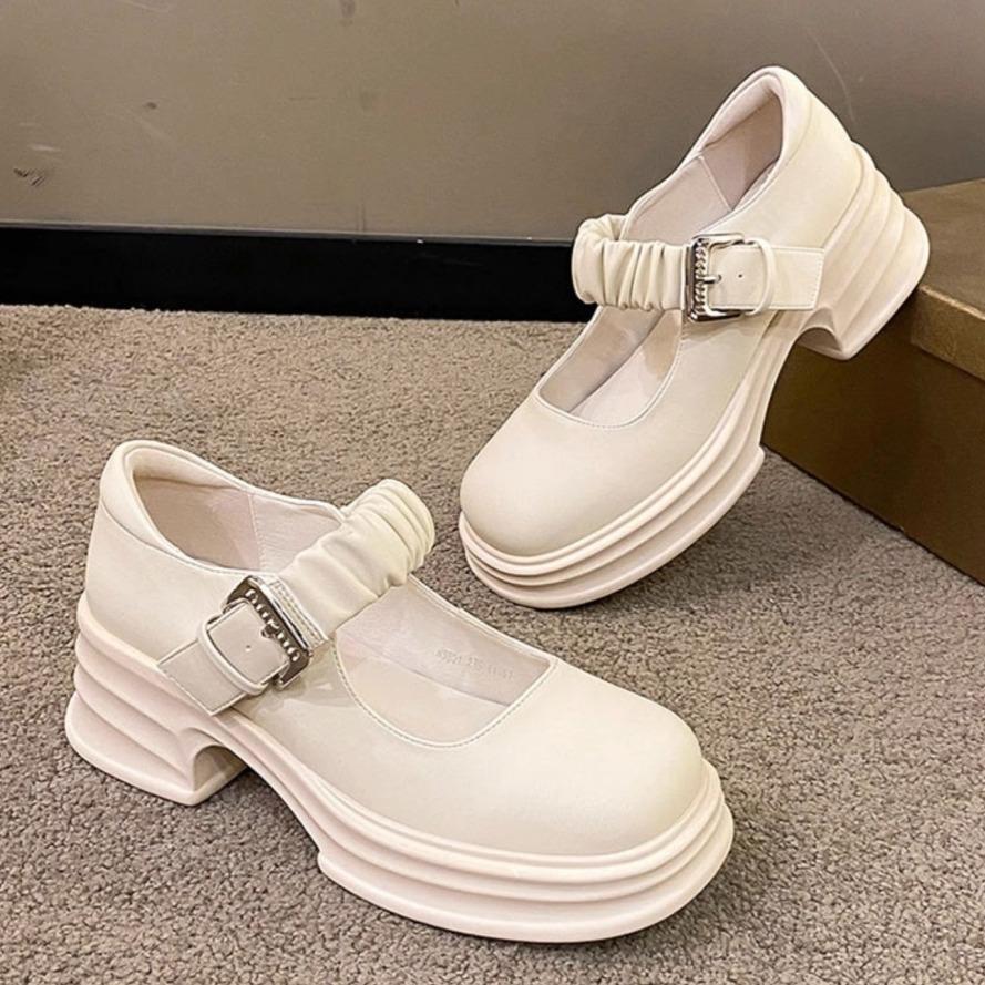 Internet celebrity versatile Japanese college style platform small leather shoes women 2025 new summer retro French Mary Jane shoes