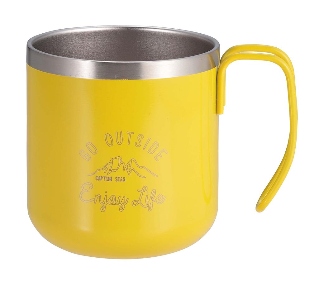 CAPTAIN STAG Outdoor Cup Mug Tumbler Double Stainless Steel Vacuum Insulated HeatCold 300ml Yellow Monte UE-3585