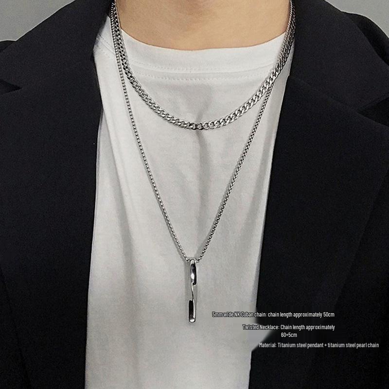 Trendy Spiral Geometric Pendant Necklace: Minimalist Hip-Hop Style for Men, Boys, and Girls In Cool Titanium Steel.