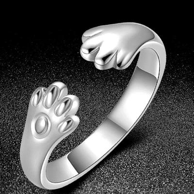Korean Cat Ear Bracelet & Claw Ring Set with Chinchilla Design