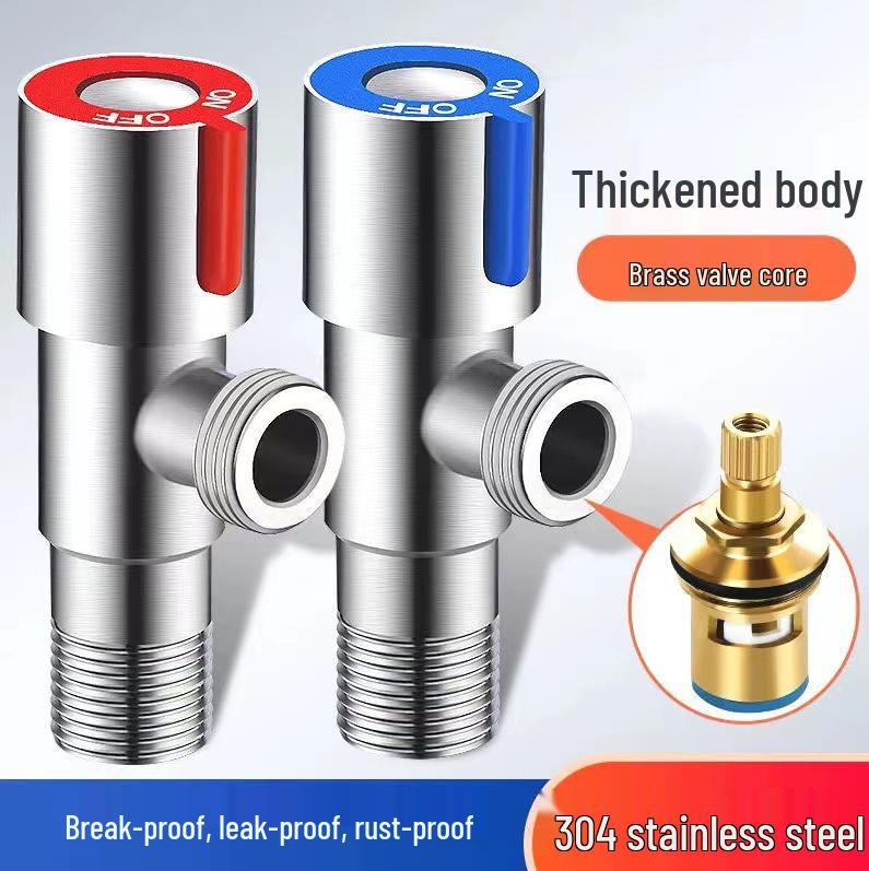 Explosion-Proof Stainless Steel Angle Valve for Hot/Cold Water - Ideal for Kitchens, Bathrooms, and Washing Machines