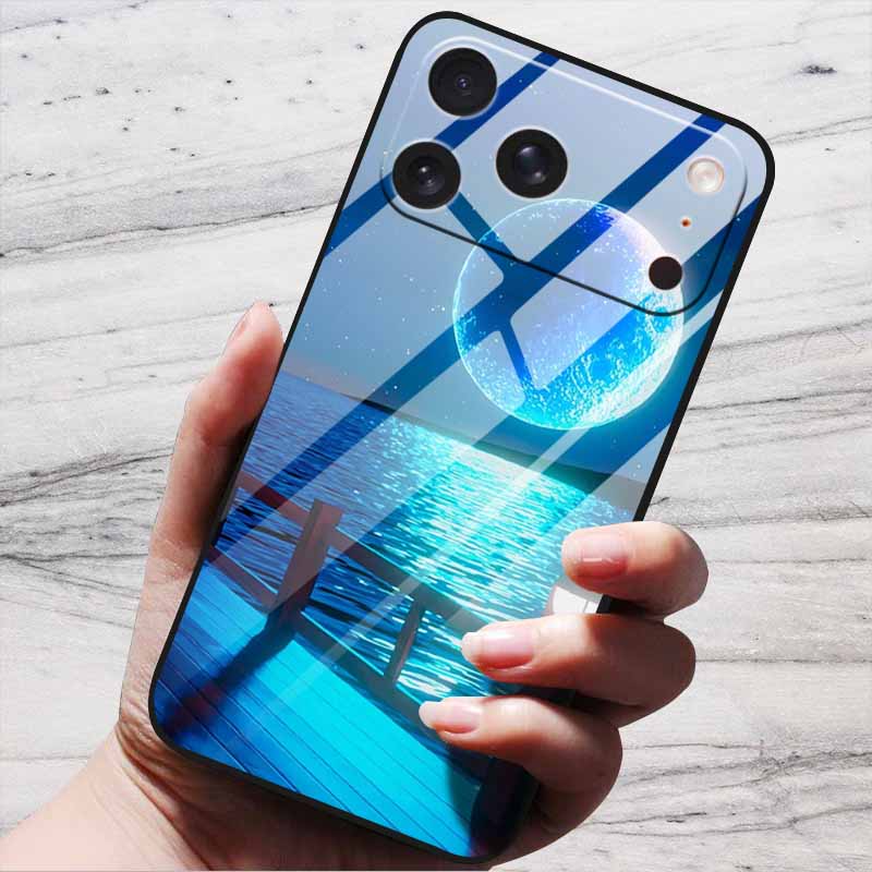 Cartoon Patterns Case For iPhone 17 Pro Plus Capa 17 Pro Max Bumper Luxury Tempered Glass Hard Back Cover iPhone17 Air Funda