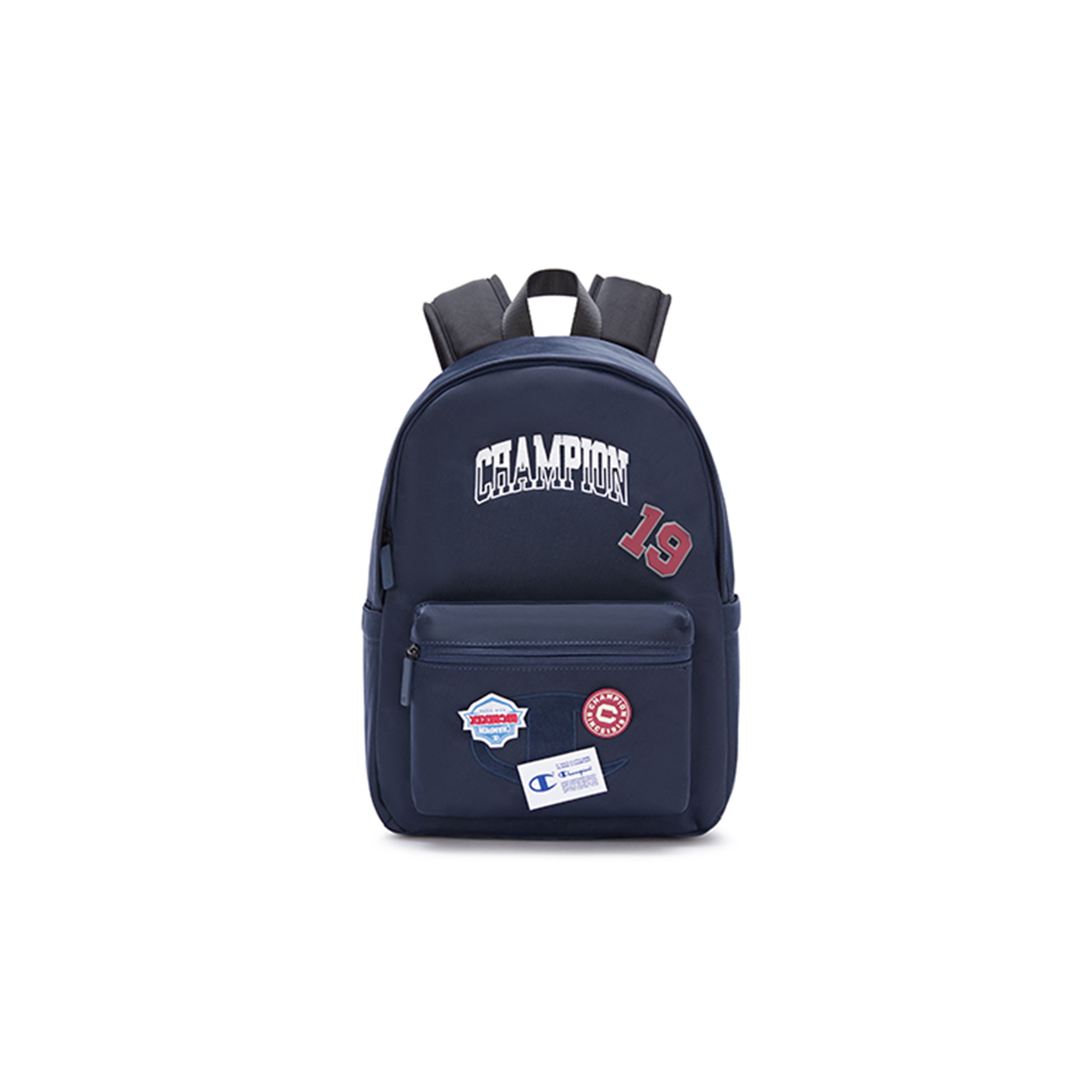 Champion Campus Tear Bag C-Logo Badge Velcro Campus Casual Sports Zipper Fabric Backpack Medium Unisex Backpack U4AACPU04 Black