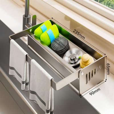 Küchenspülbecken Schwammhalter Schwammablage mit Lappenhalter Selbstentwässernder Arbeitsplatten-Organizer für Seife