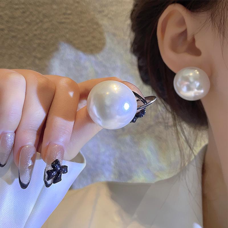 

Серебряные серьги с крупным жемчугом S925 в корейском стиле для женщин E4812 белый