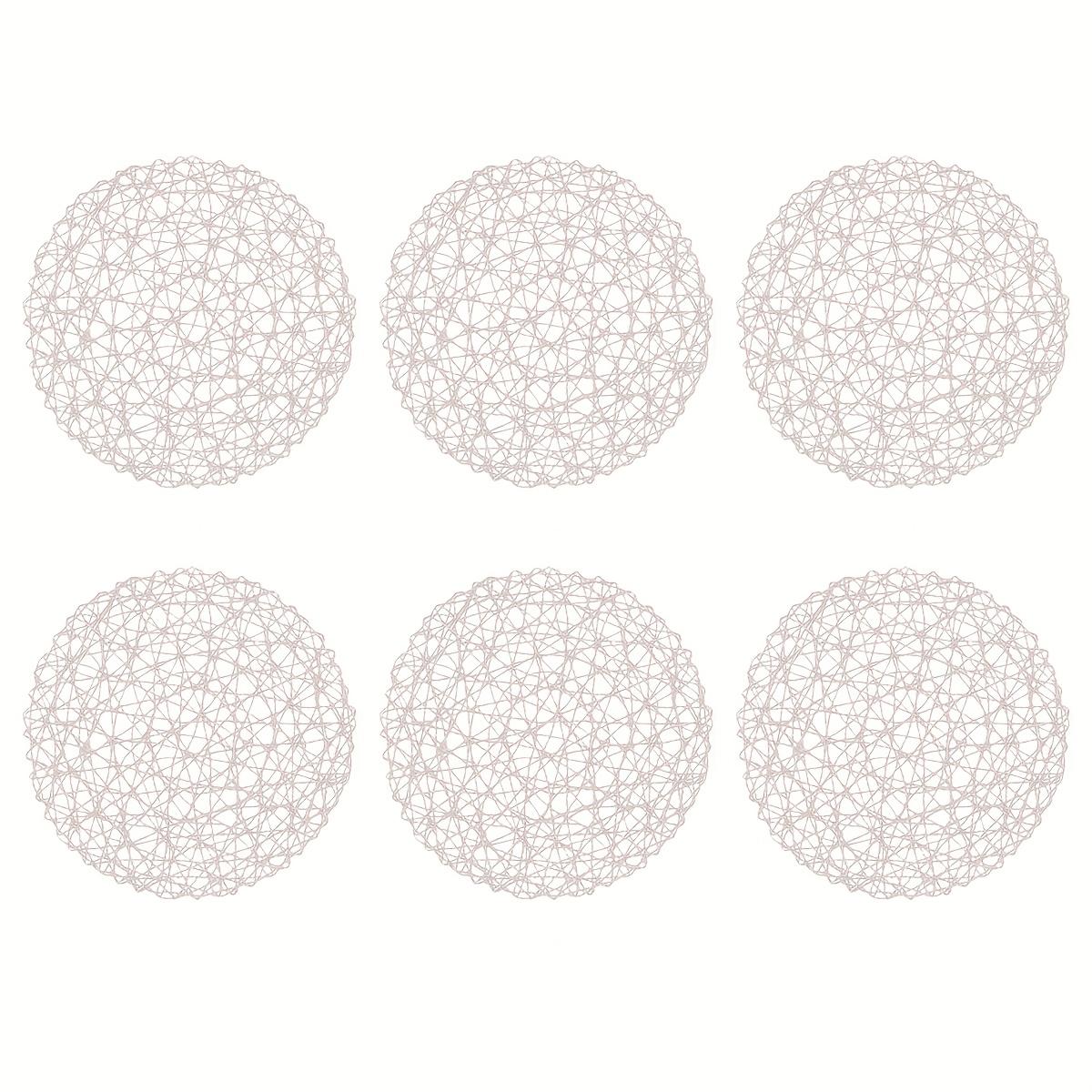 

D5 Набор из 6 бумажных плетеных круглых подставок для обеденного стола, бумажные тканые декоративные круглые подставки в стиле бохо для свадьбы, Рождества 38cm&Round слоновая кость