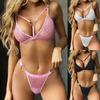 Two Piece Lingerie Set with Heart Ring Detail Sheer Mesh Fabric Adjustable Straps and Minimal Coverage Design for Women