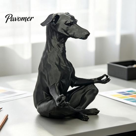 Stress Relief Novelty Items 3D Printed Meditating Dog Statue, Zen Sitting Puppy Figurine for Creative PLA Plastic Ornaments Home Decor, Animal