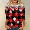 Women's Fashion Casual Round Neck 3/4 Sleeve Loose Printed T-Shirt Ladies Top