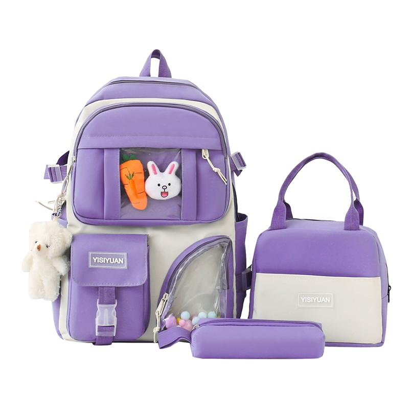 Canvas Rucksack Set Damen Farbkontrast Rucksack Junior Senior High School Schüler Schultasche