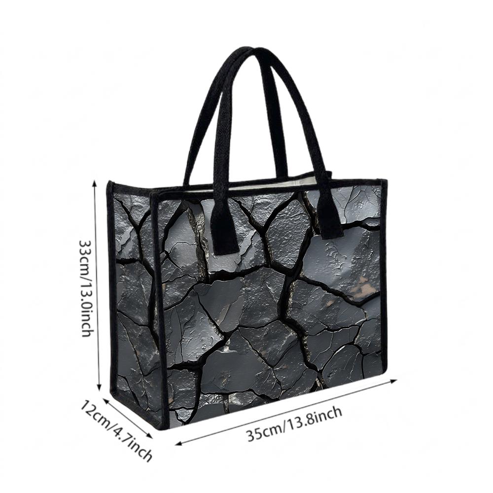 Trendy Cracked Pattern Tote Bag Large Capacity Daily Shoulder Handbag For Women Casual Commute Use