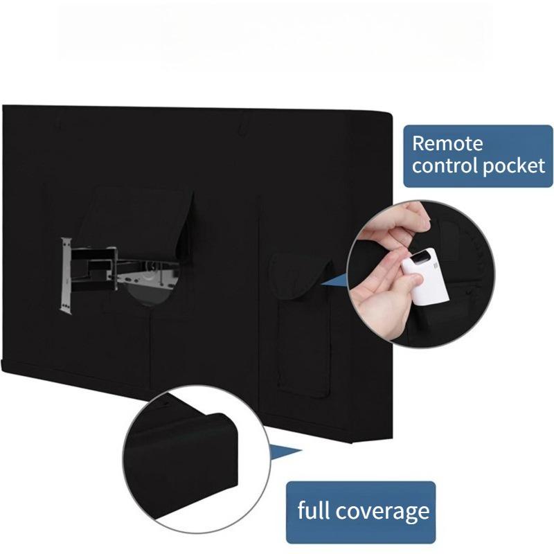 1pcs Black Waterproof Oxford Cloth Outdoor TV Hood Garden Terrace Flip Style Dust Cloth UV Resistant Resistant Display Screen Protective Covers