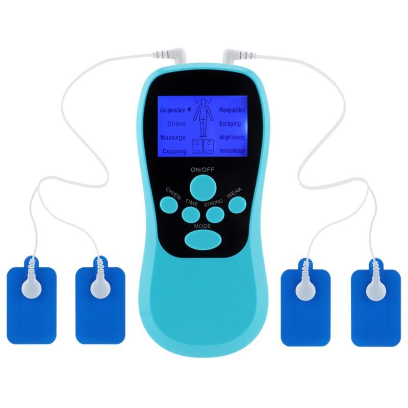 MINI double output meridian massage instrument LED display blue screen charge massager 8 kinds of patterns