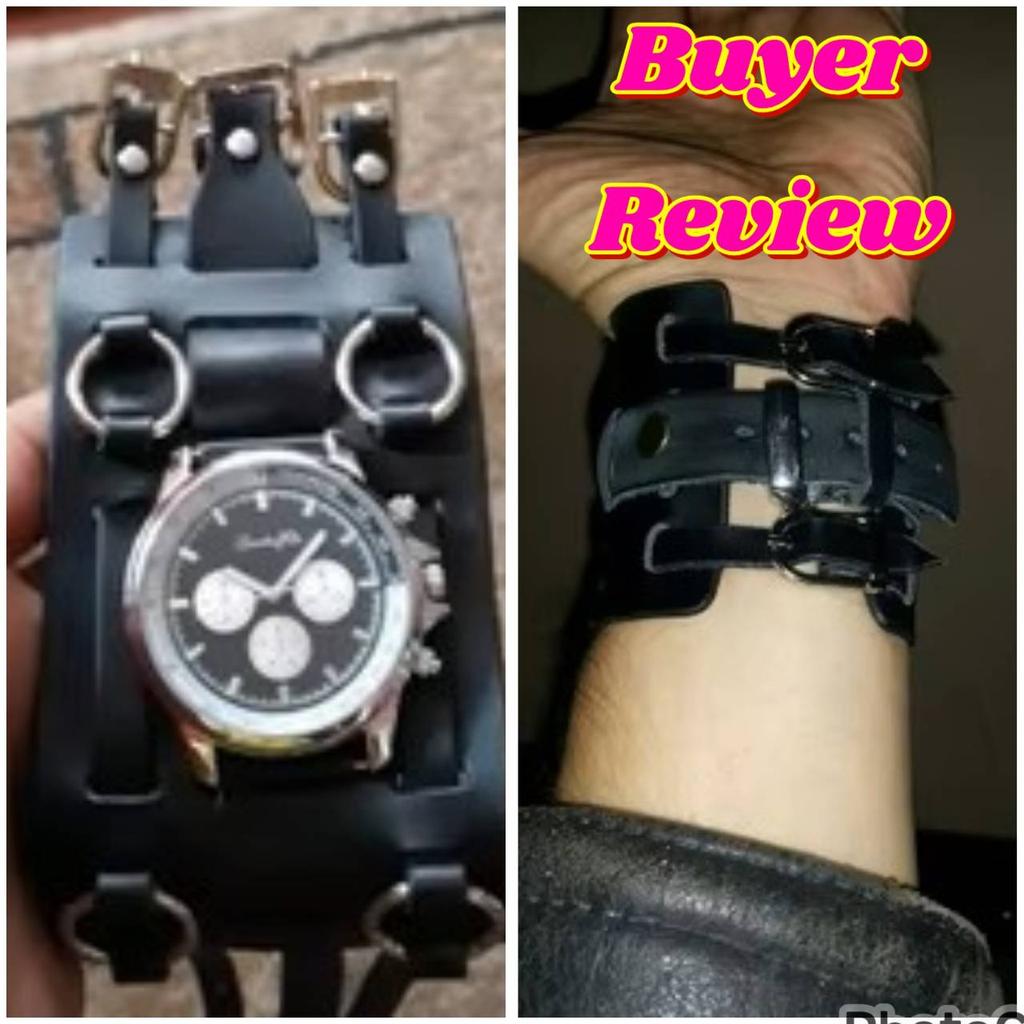 Men Punk Rock Gothic Vintage Retro Wide Strap Watch Male Clock Leather Bracelet Quartz Military Man Wristwatch