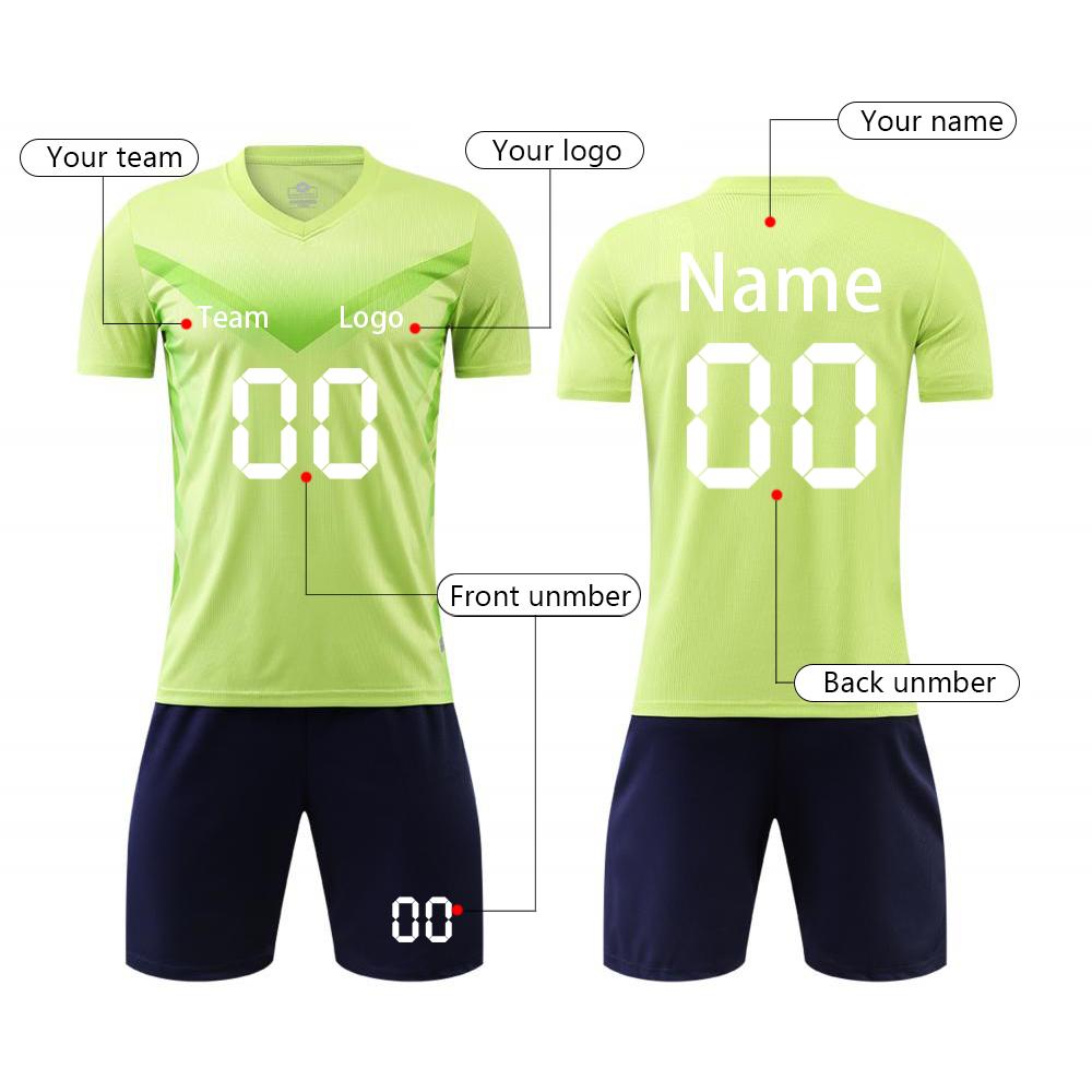 Custom Soccer Jersey Set Personalized Team Uniform with Number Quick Dry Shirt Shorts for Men Women Kids