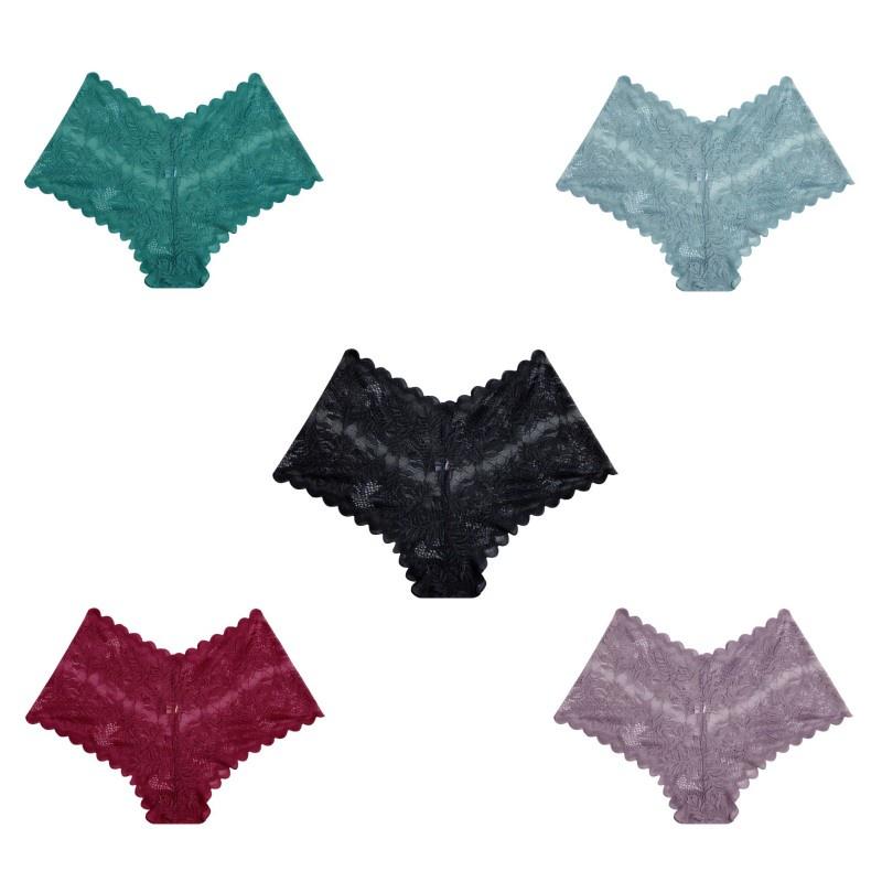 

Allofme 5 шт./компл. кружевные трусики для женщин, сексуальное нижнее белье с v-образной талией, дышащее нижнее белье для женщин, трусики с цветочным принтом S