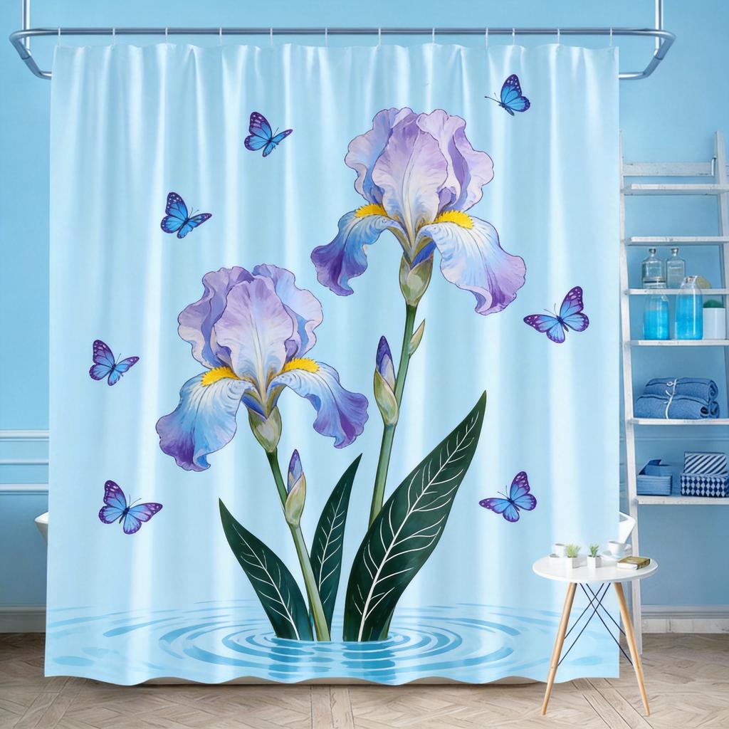 Dandelion Shower Curtain 180x180cm – Minimalist Sepia Botanical Print, with 12 Hooks Bath decorative shower curtain