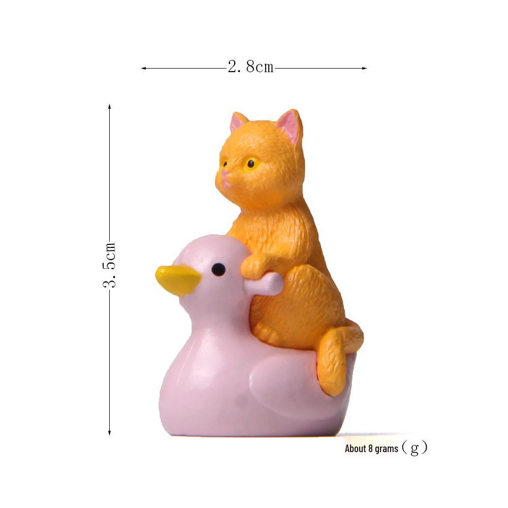 

Playful Water Series: Hand-Painted Cats & Kittens on Pink Ducks in 4 Styles for Micro Landscape Gardening Single Price