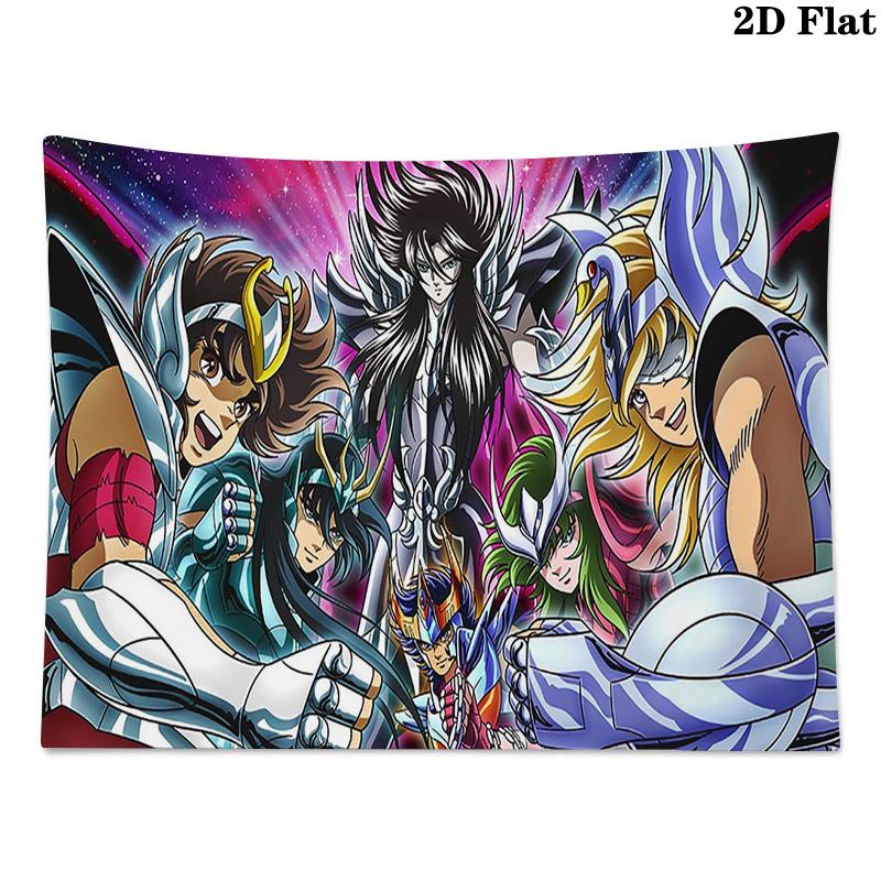 Anime Saint Seiya Wall Tapestry Aesthetic Wall Hanging Printed Fabric Blanket Decorative Tapestries for Bedroom Living Room Home Decor