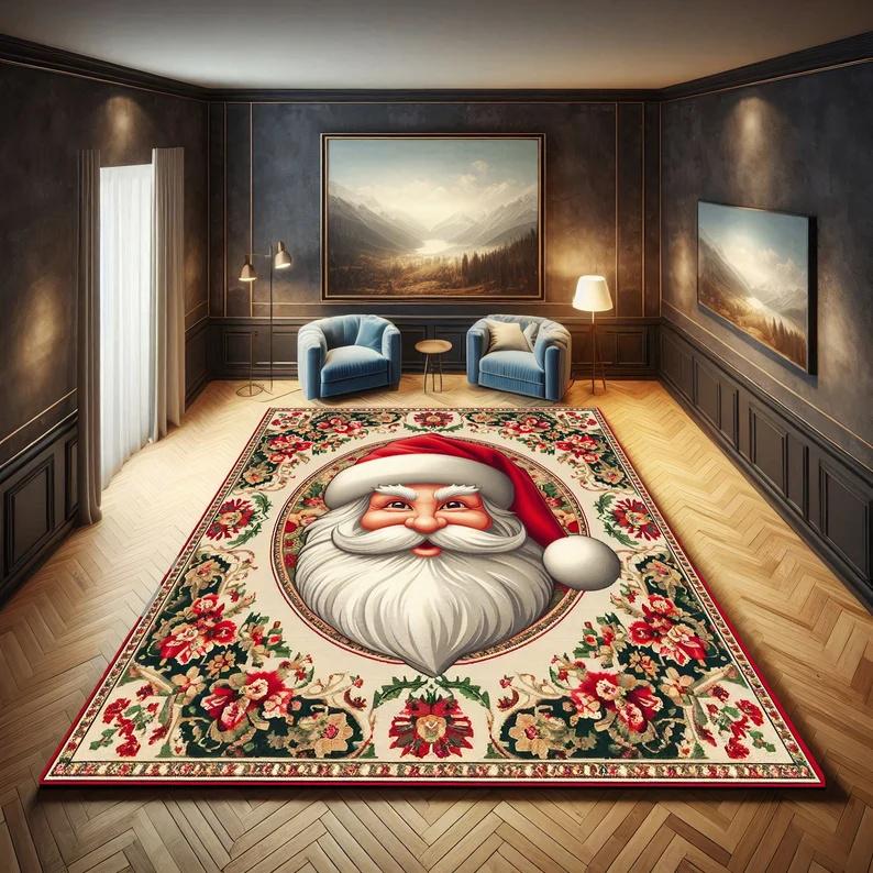 Santa Rug Christmas Rug Father Christmas Rug Santa Decor Rug Christmas Gift Decorative Santa Christmas Decorations Christmas Rug 40x60cm