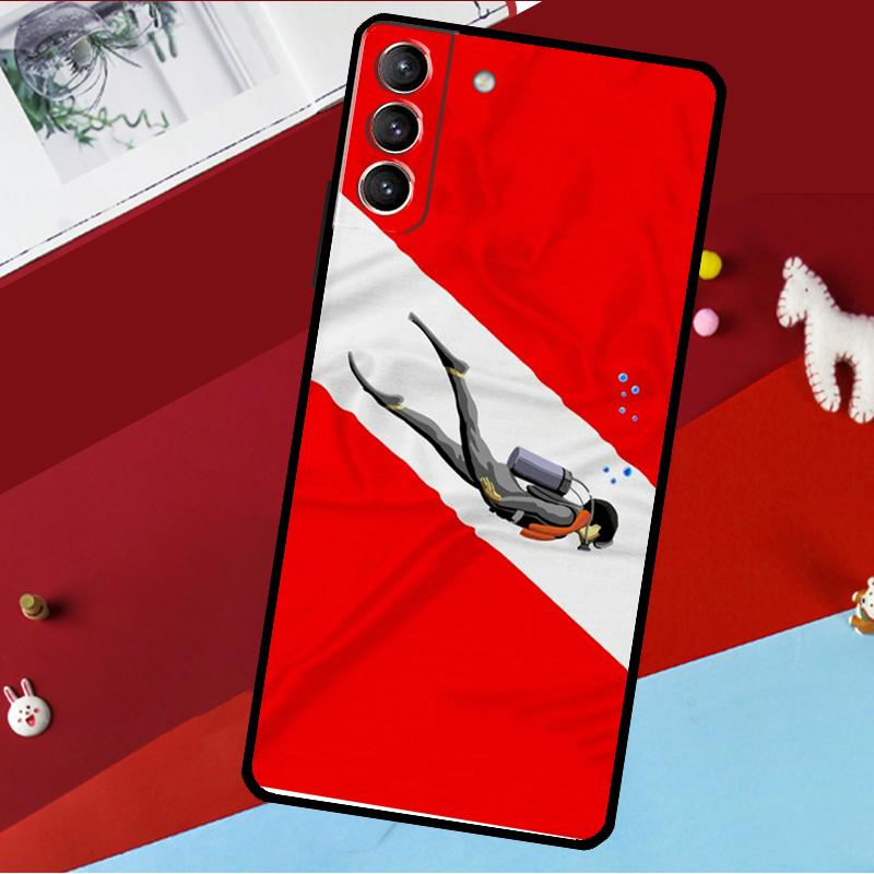 Diver Down Diving Flag Funda For Samsung Galaxy S26 S25 S24 S22 S23 Ultra Plus S20 S21 FE S9 S10 S25 FE Phone Case